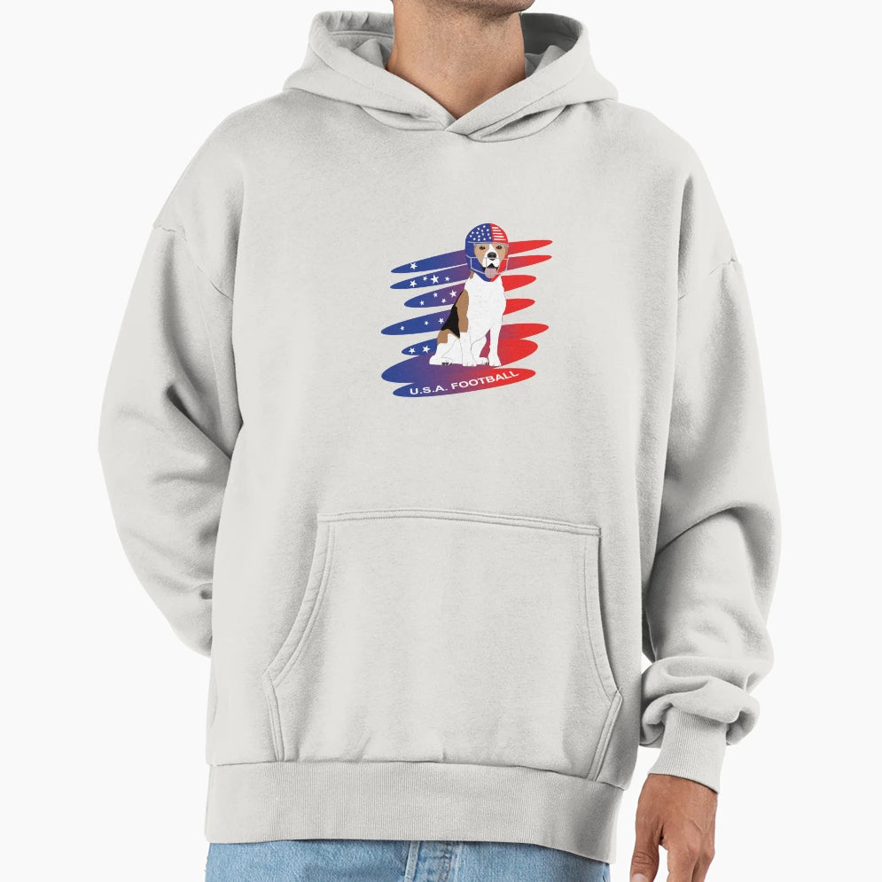 Dog American Football Helmet Hoodie - Graphic Print Unisex - T-Shirt, Sweatshirt, Hoodie