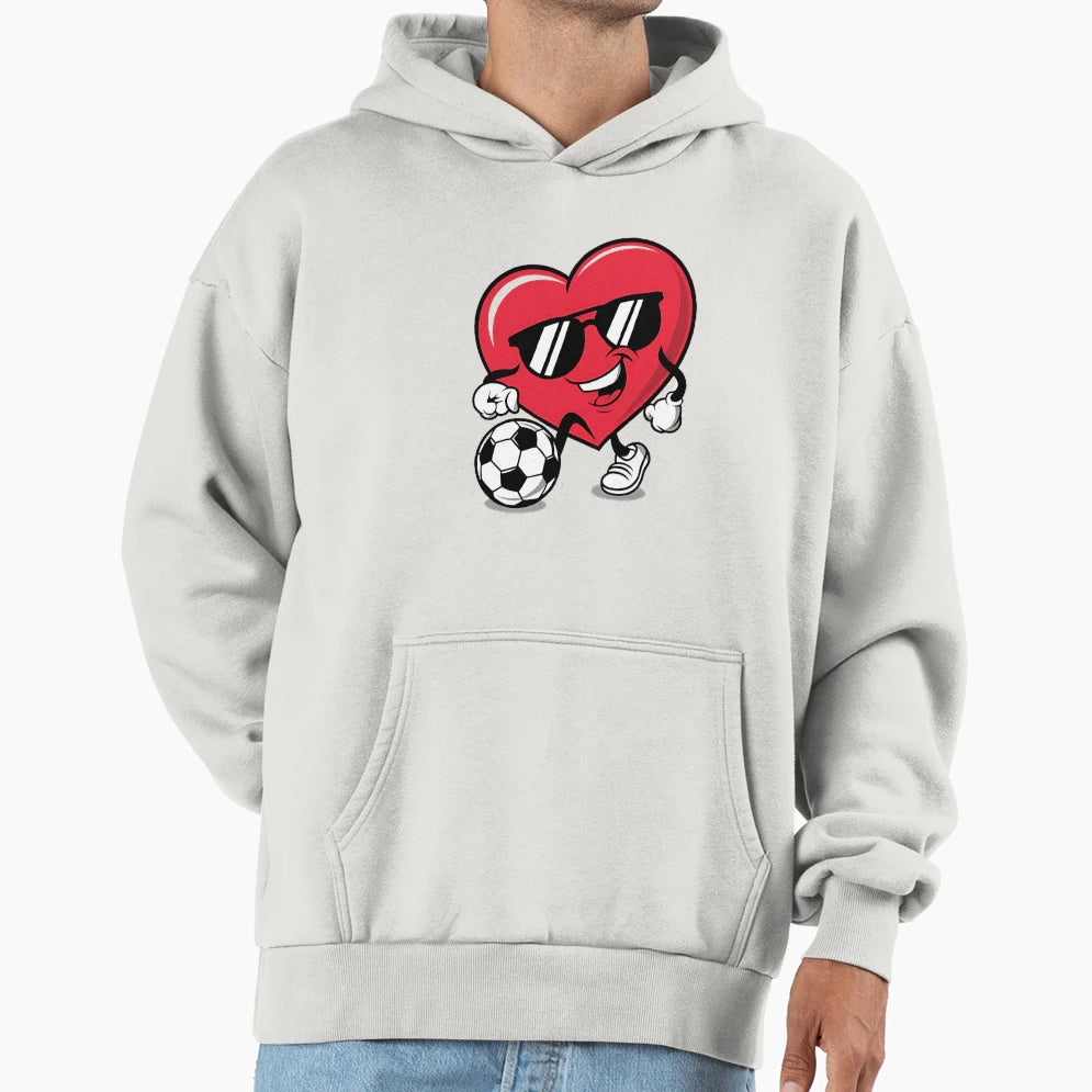 Heart Playing Soccer Fun Gift Fans Hoodie - Minimalist Print Unisex - T-Shirt, Sweatshirt, Hoodie
