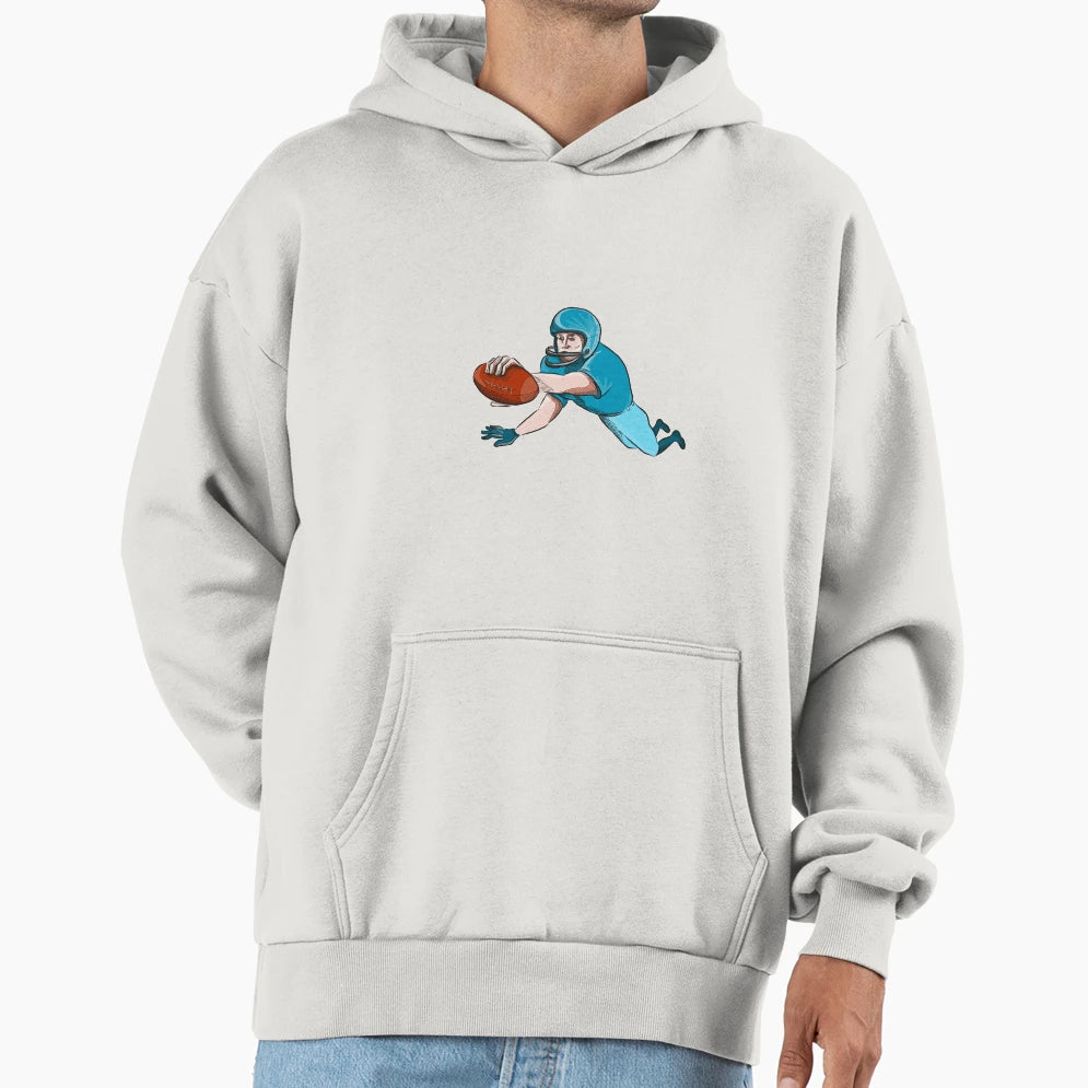 American Football Player Touchdown Drawing Hoodie - Graphic Print Unisex - T-Shirt, Sweatshirt, Hoodie