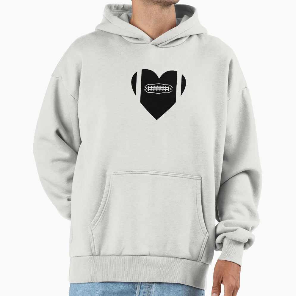 American Football Heart Black And White Hoodie - Novelty Apparel Men Women - T-Shirt, Sweatshirt, Hoodie