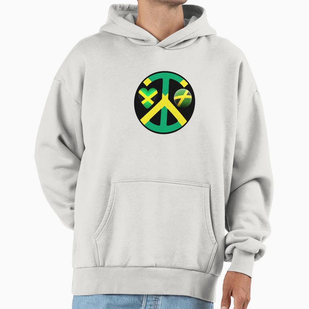 Jamaica Love Peace Football Hoodie - Streetwear Style for Adults - T-Shirt, Sweatshirt, Hoodie