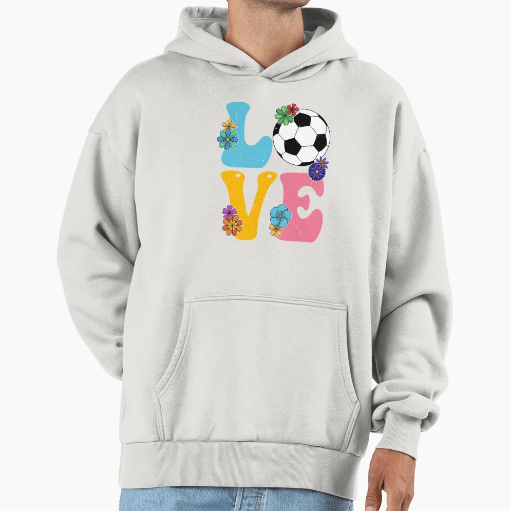 Groovy Soccer Love Soccer Lover Hoodie - Trendy Graphic for Adults - T-Shirt, Sweatshirt, Hoodie