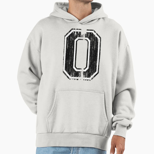 Bold Distressed Sports Number 0 Hoodie - Novelty Apparel for Adults - T-Shirt, Sweatshirt, Hoodie