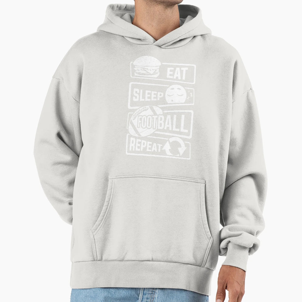 Eat Sleep Football Repeat Touchdown Usa Hoodie - Fun Novelty Design Unisex - T-Shirt, Sweatshirt, Hoodie