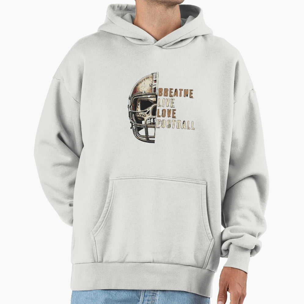 Breathe Live Love Football Hoodie - Unique Graphic Unisex - T-Shirt, Sweatshirt, Hoodie