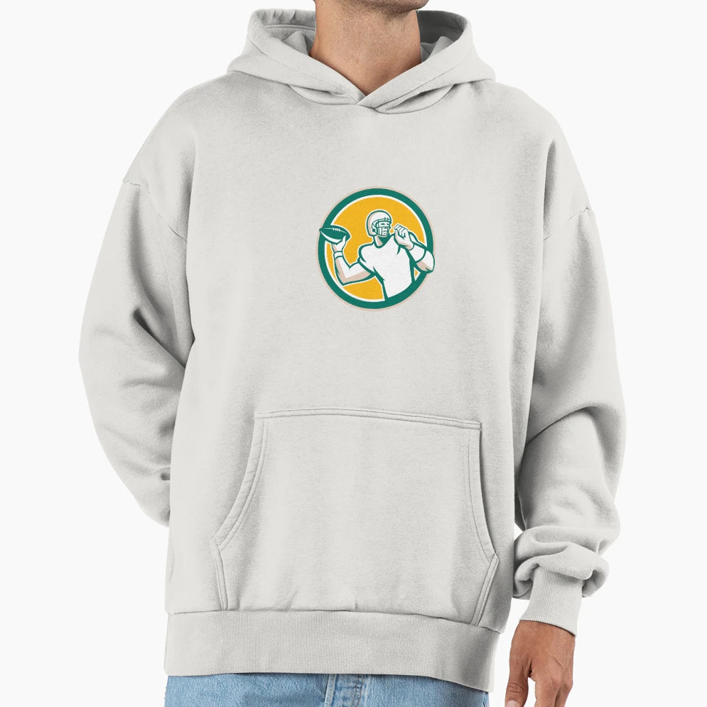 American Football Qb Throwing Circle Hoodie - Unique Graphic for Adults - T-Shirt, Sweatshirt, Hoodie