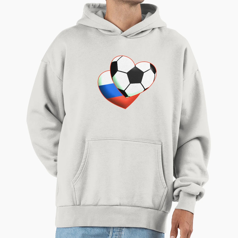 Football Heart Russia Hoodie - Unique Graphic Men Women - T-Shirt, Sweatshirt, Hoodie