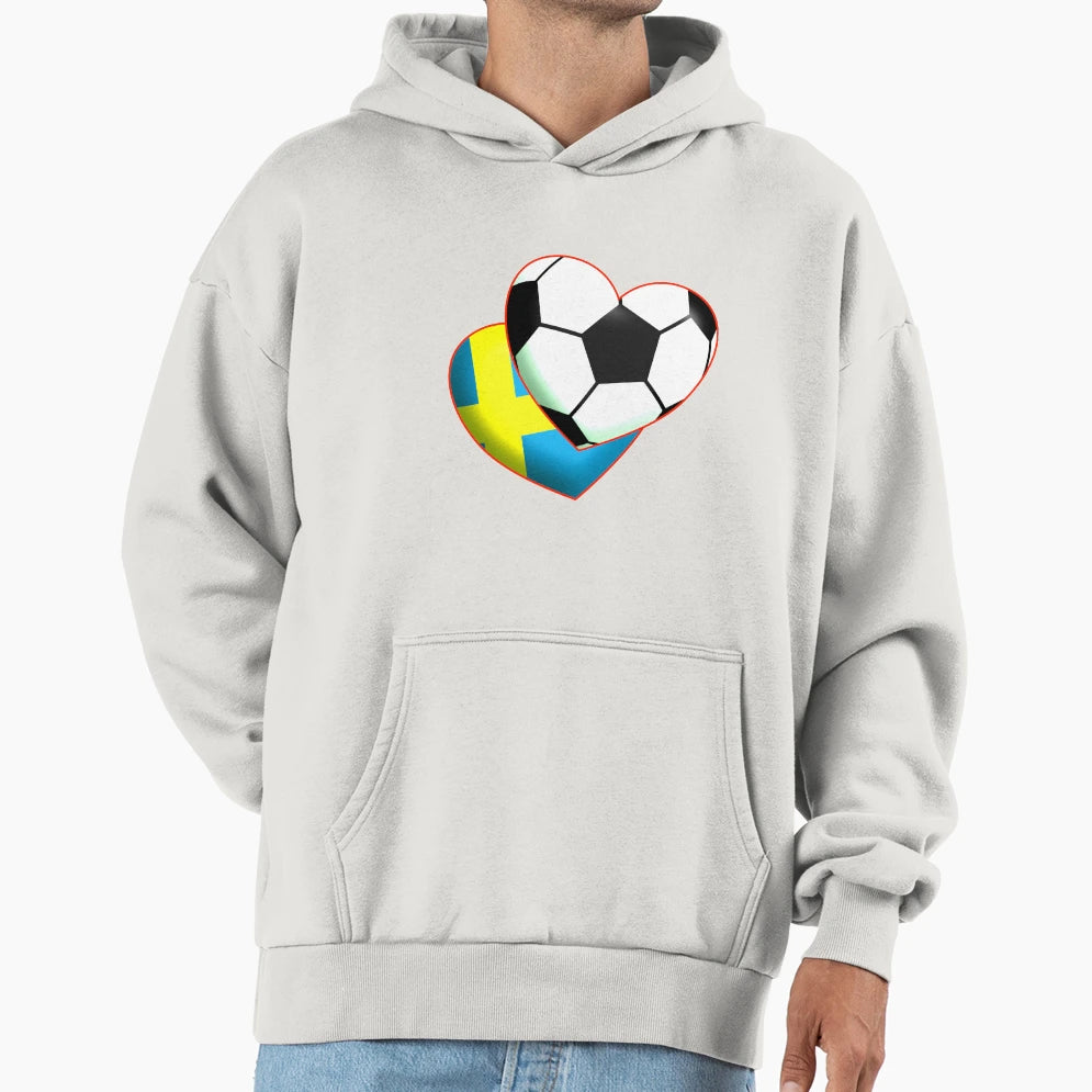 Football Heart Sweden Hoodie - Streetwear Style for Adults - T-Shirt, Sweatshirt, Hoodie
