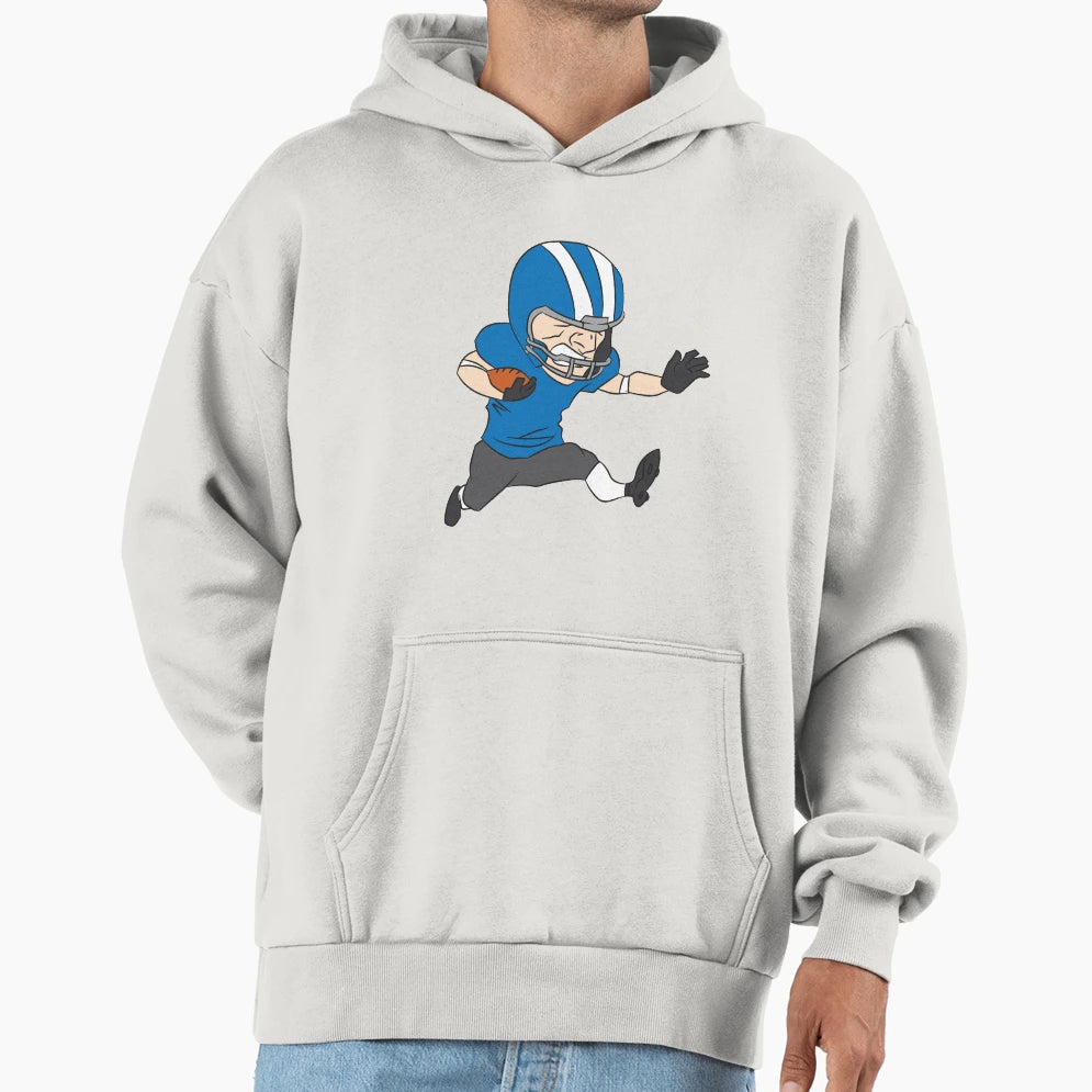 American Football Player Runs Football Hoodie - Novelty Apparel for Adults - T-Shirt, Sweatshirt, Hoodie