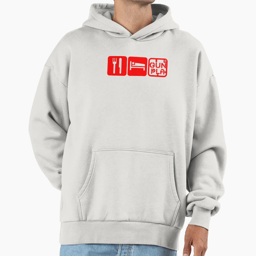 Eat Sleep Gunpla Red Hoodie - Graphic Print Unisex - T-Shirt, Sweatshirt, Hoodie