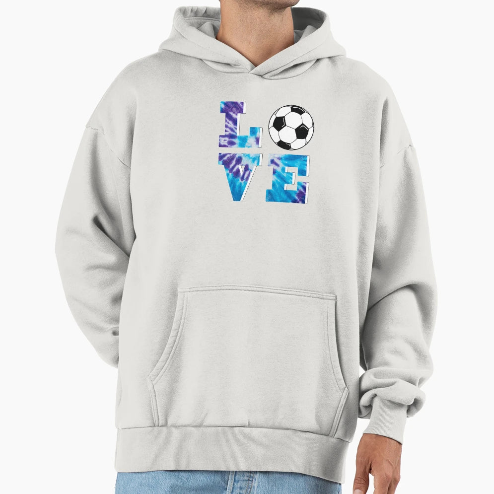 Blue Purple Soccer Love Tie Dye Hoodie - Casual Everyday Wear for Adults - T-Shirt, Sweatshirt, Hoodie