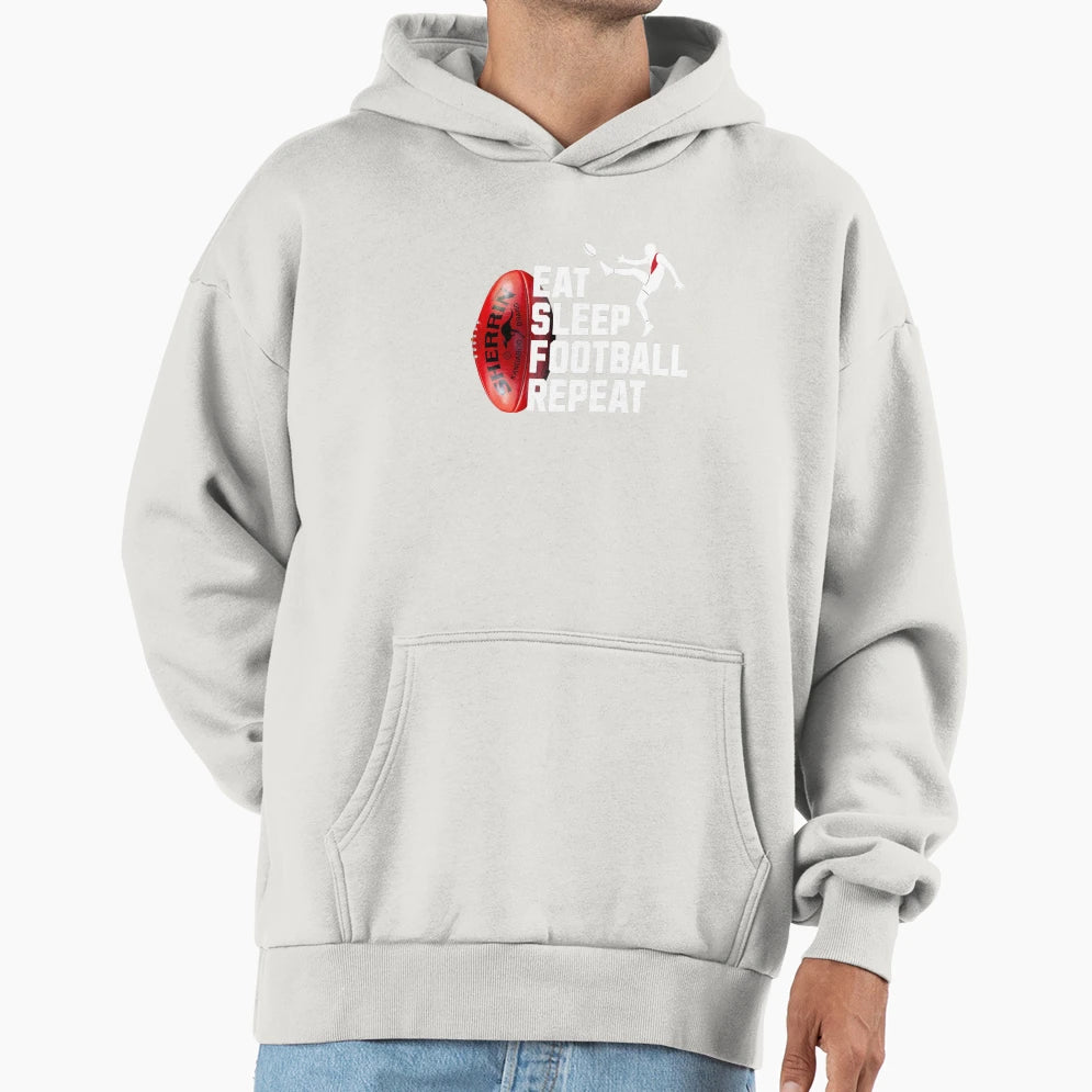 Eat Sleep Football Repeat Hoodie - Unique Graphic Men Women - T-Shirt, Sweatshirt, Hoodie