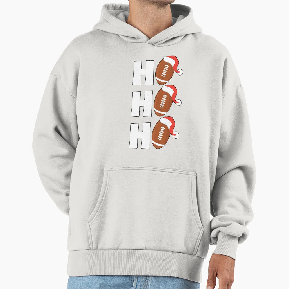 Ho Ho Ho Football Chritsmas Hoodie - Trendy Graphic Unisex - T-Shirt, Sweatshirt, Hoodie