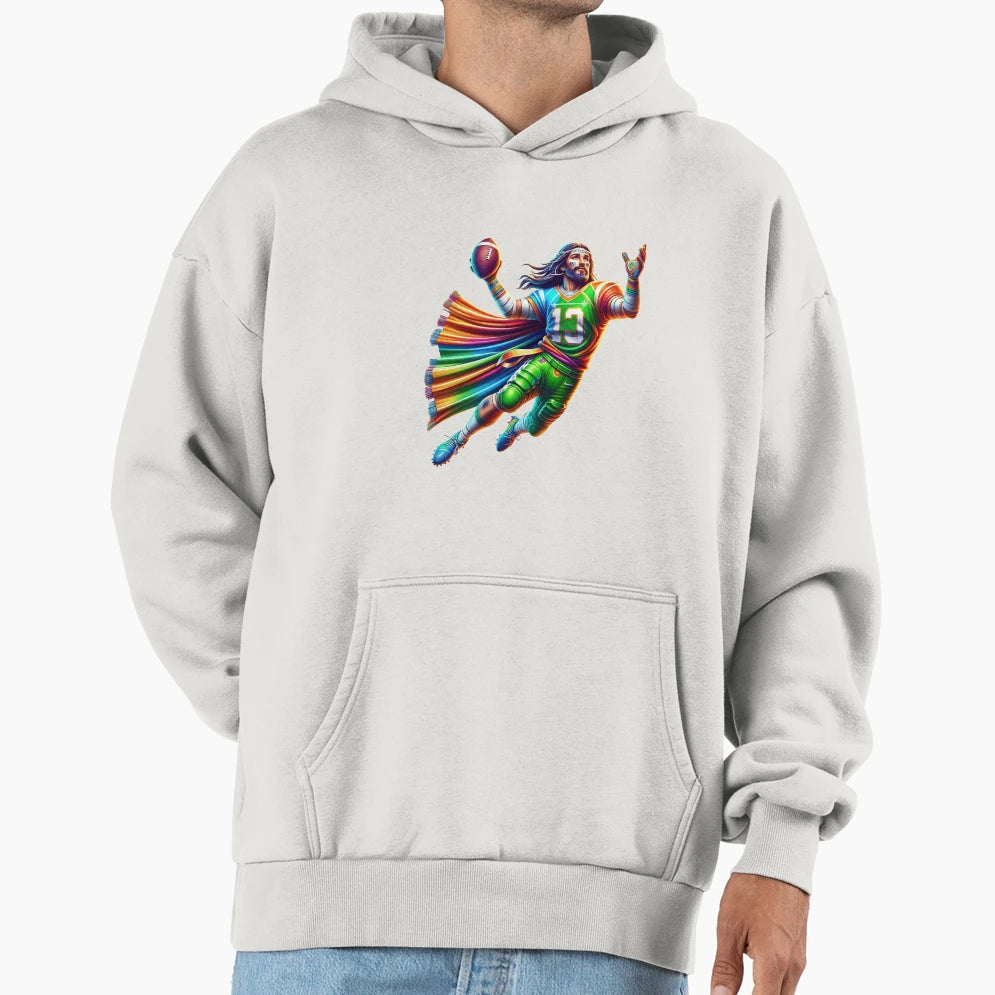 Energetic Savior Animated Jesus Hoodie - Fun Novelty Design Men Women - T-Shirt, Sweatshirt, Hoodie