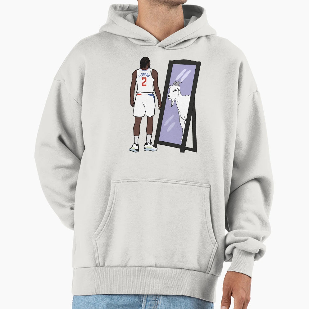 Kawhi Leonard Mirror Goat Hoodie - Fun Novelty Design for Adults - T-Shirt, Sweatshirt, Hoodie