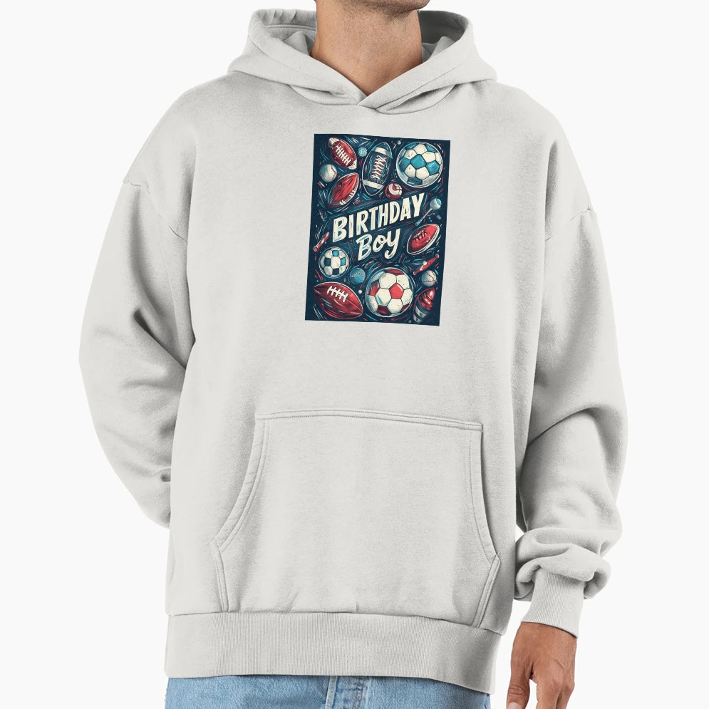 Birthday Sports Balls Themed Hoodie - Graphic Print for Adults - T-Shirt, Sweatshirt, Hoodie