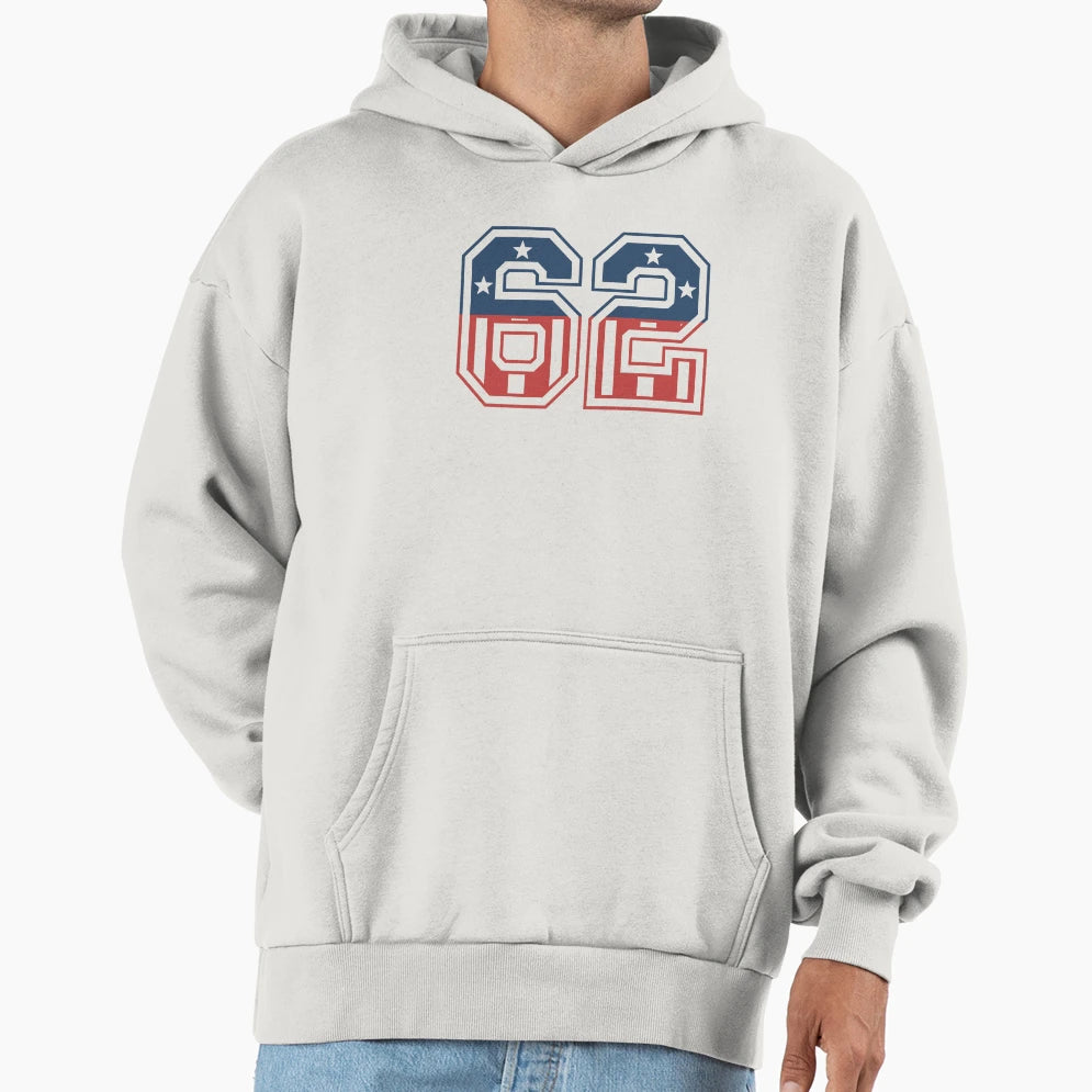 Number 62 Usa Hoodie - Trendy Graphic Unisex - T-Shirt, Sweatshirt, Hoodie