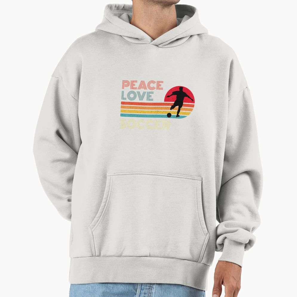 Peace Love Soccer Striped Sunset Hoodie - Casual Everyday Wear for Adults - T-Shirt, Sweatshirt, Hoodie