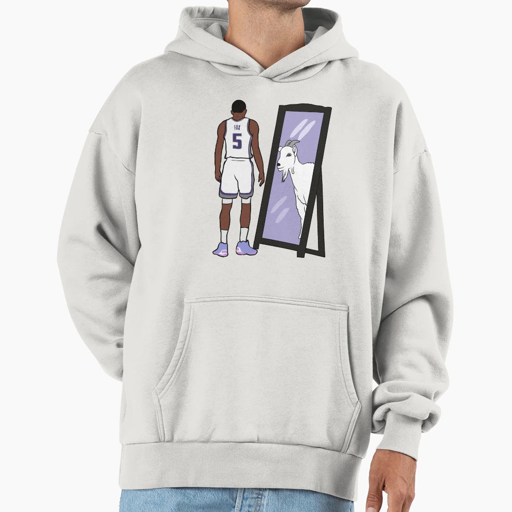 Deaaron Fox Mirror Goat Hoodie - Minimalist Print for Adults - T-Shirt, Sweatshirt, Hoodie