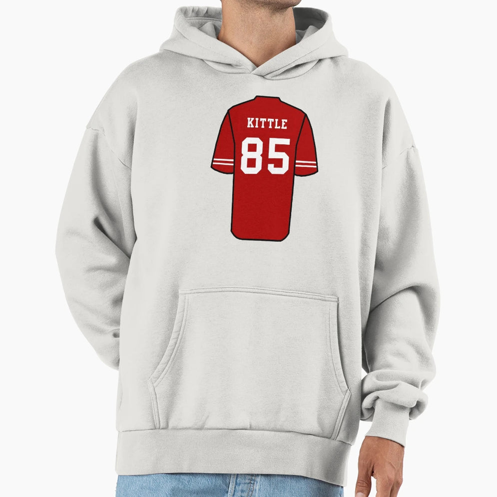 Kittle Jersey Red Hoodie - Minimalist Print for Adults - T-Shirt, Sweatshirt, Hoodie
