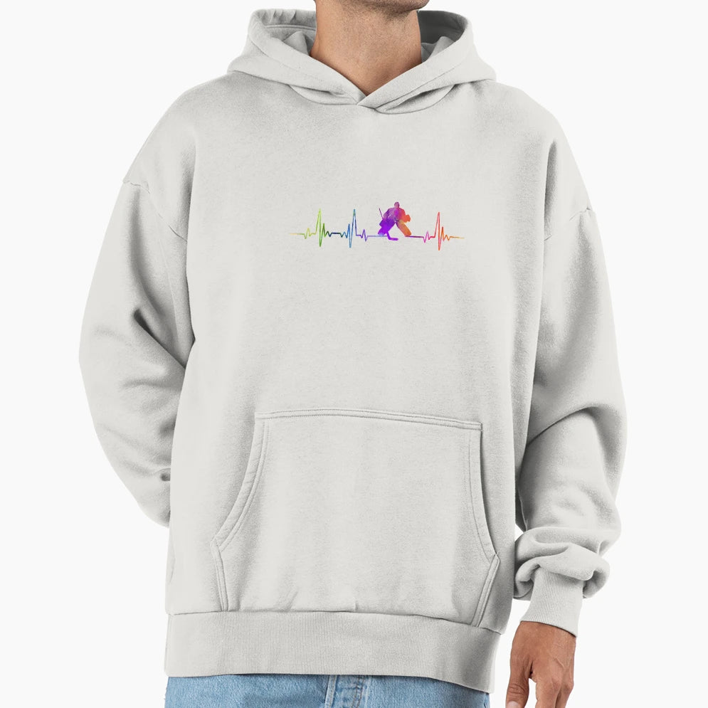 Ice Hockey Heartbeat Watercolor Hoodie - Unique Graphic for Adults - T-Shirt, Sweatshirt, Hoodie