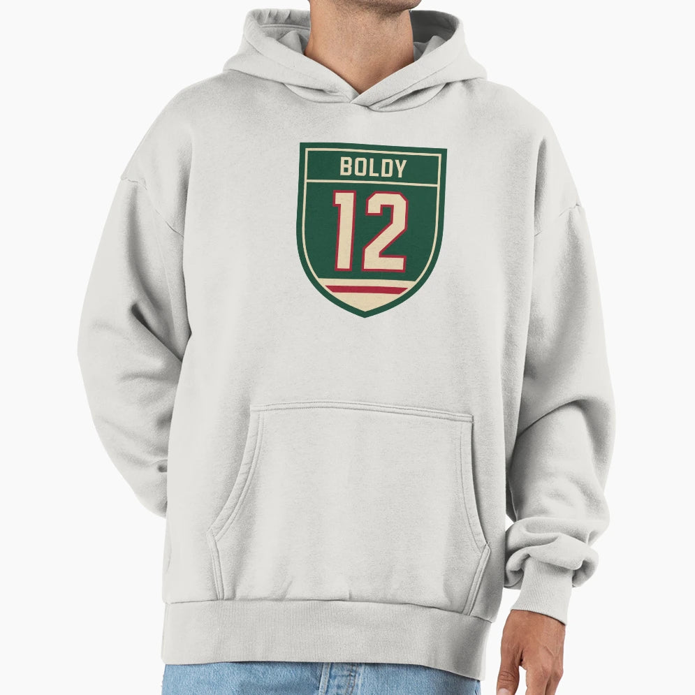 Matt Boldy 12 Emblem Hoodie - Casual Everyday Wear Unisex - T-Shirt, Sweatshirt, Hoodie