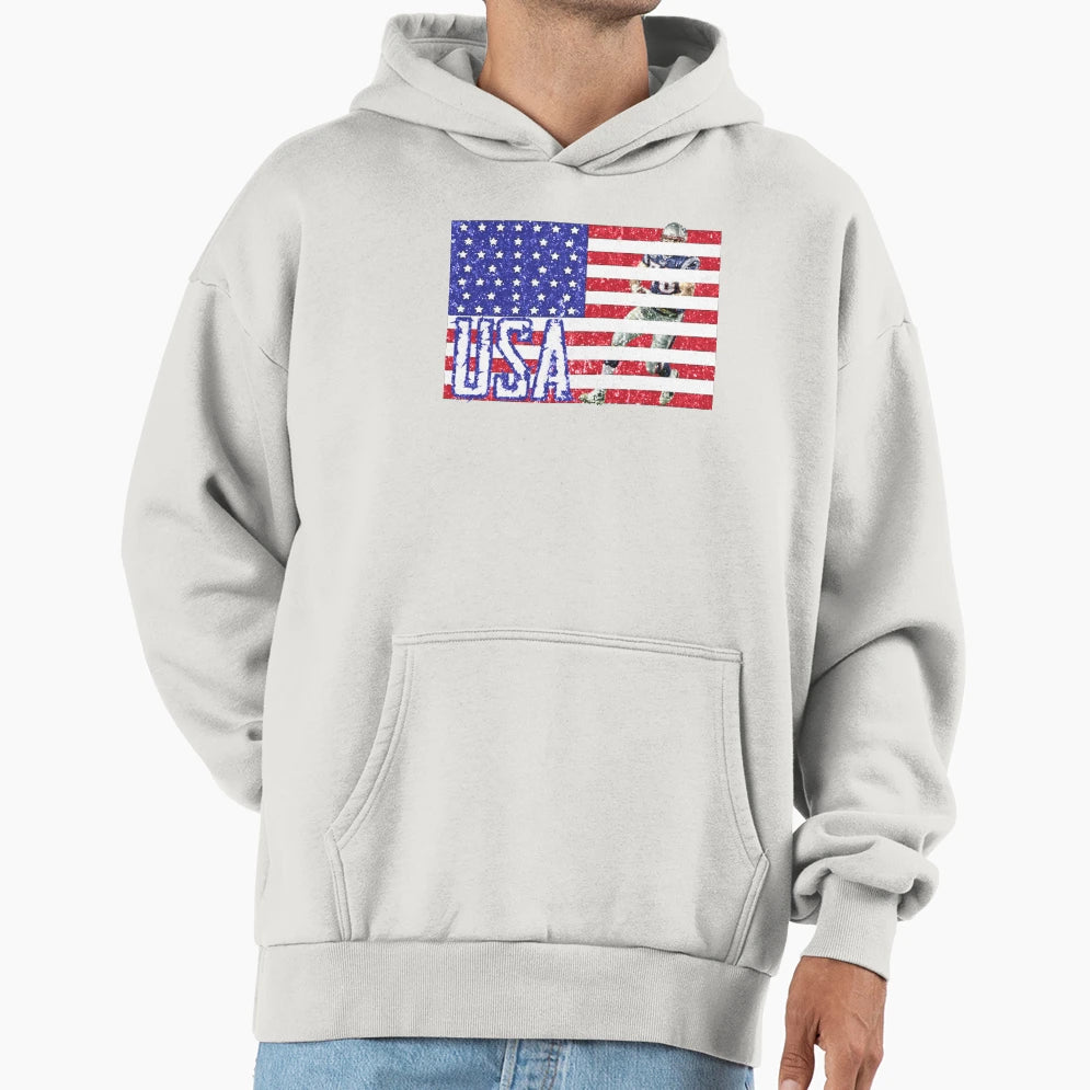 American Flag American Football Hoodie - Trendy Graphic Unisex - T-Shirt, Sweatshirt, Hoodie