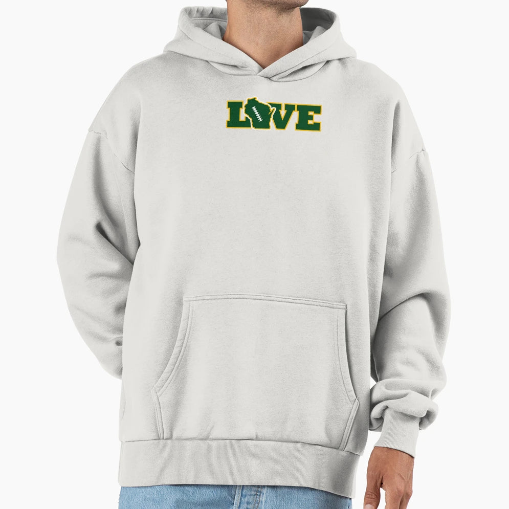 Green Bay Packer Love Football Hoodie - Aesthetic Graphic Unisex - T-Shirt, Sweatshirt, Hoodie