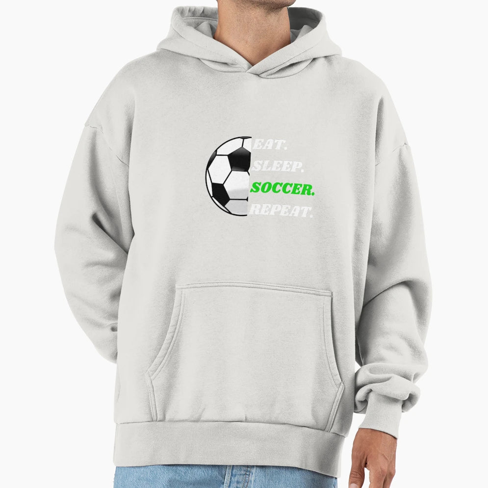 Eat Sleep Soccer Repeat Hoodie - Minimalist Print for Adults - T-Shirt, Sweatshirt, Hoodie