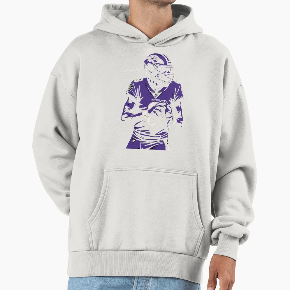 LJ 8 Ravens Stencil Football Tribute Hoodie - Custom Art Print Unisex - T-Shirt, Sweatshirt, Hoodie