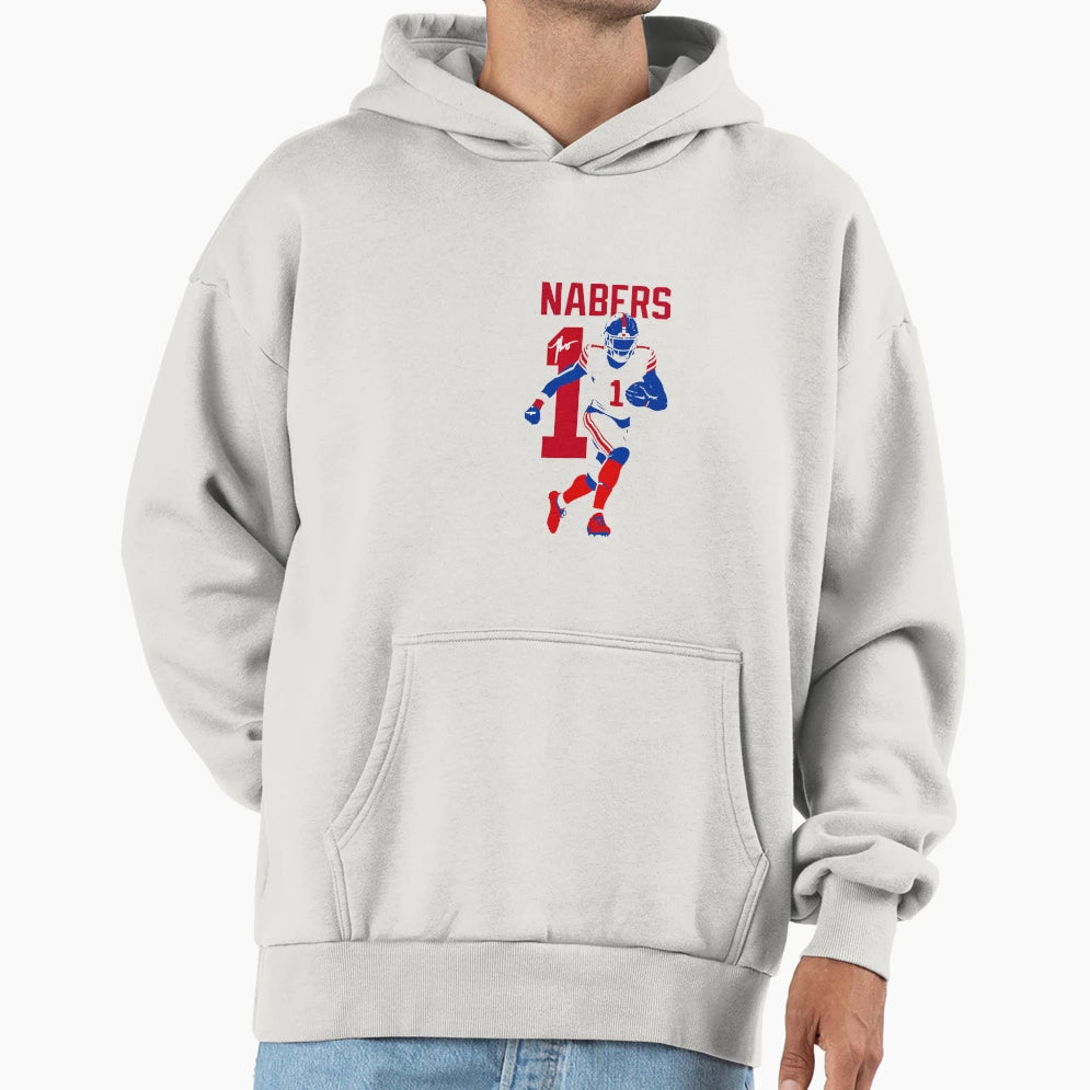 Malik Nabers New York 1 Football Art Hoodie - Custom Art Print for Adults - T-Shirt, Sweatshirt, Hoodie
