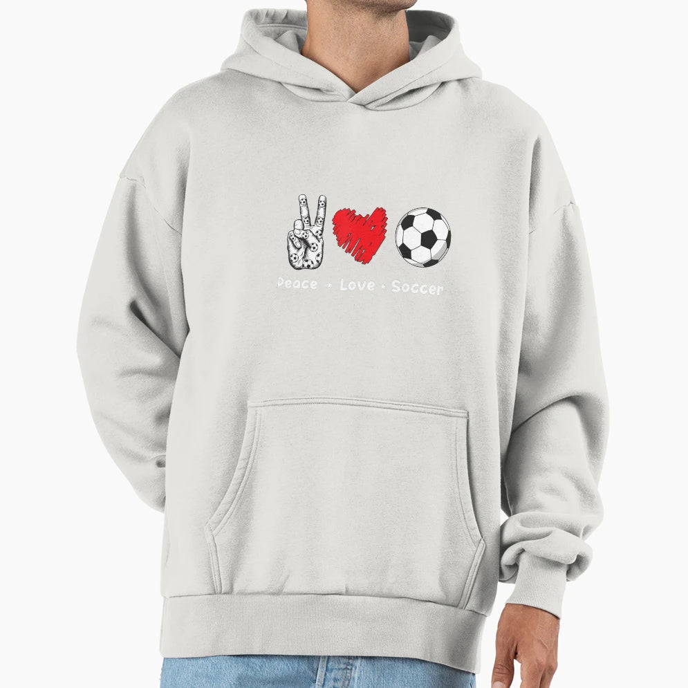 Peace Love Soccer Birthday Soccer Hoodie - Casual Everyday Wear for Adults - T-Shirt, Sweatshirt, Hoodie