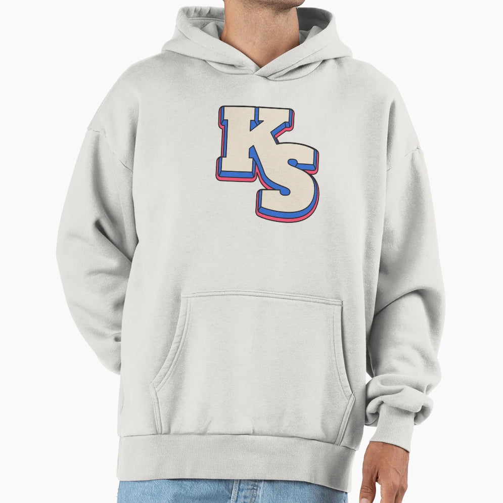Ks Varsity Letter Collegiate Monogram Hoodie - Custom Art Print Men Women - T-Shirt, Sweatshirt, Hoodie