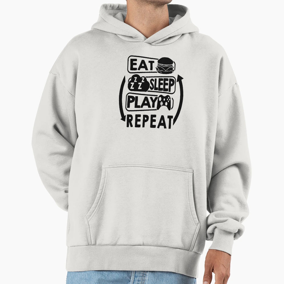 Sleep Play Repeat Hoodie - Minimalist Print Men Women - T-Shirt, Sweatshirt, Hoodie