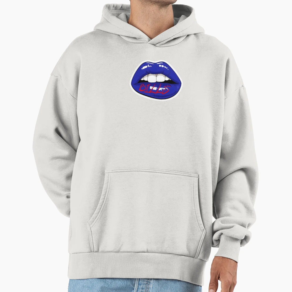 Buffalo Bills Football Lips Hoodie - Aesthetic Graphic Unisex - T-Shirt, Sweatshirt, Hoodie