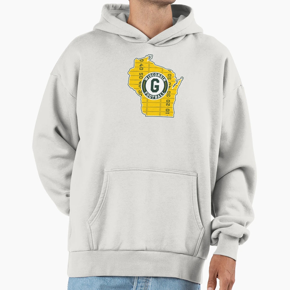 Map Wisconsin State Football Hoodie - Unique Graphic for Adults - T-Shirt, Sweatshirt, Hoodie