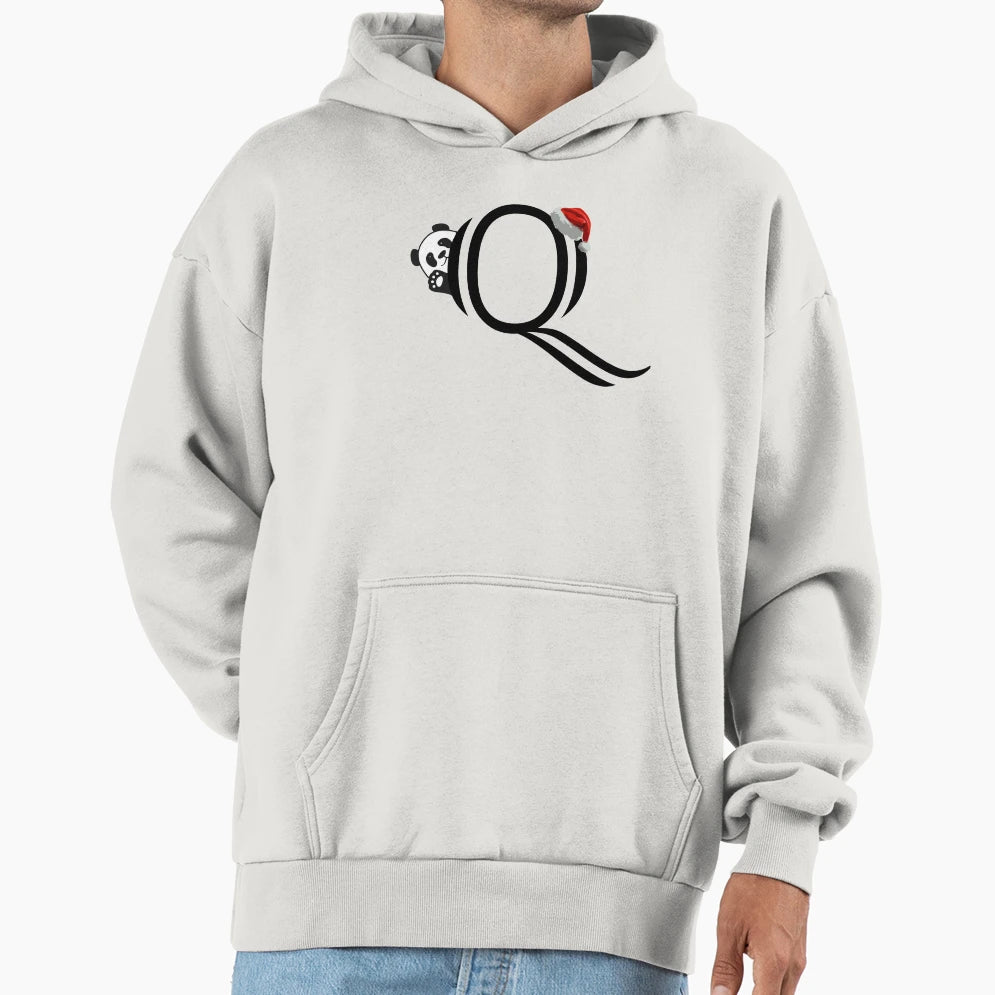 Copy Panda Letter Q Alphabet Hoodie - Minimalist Print Unisex - T-Shirt, Sweatshirt, Hoodie