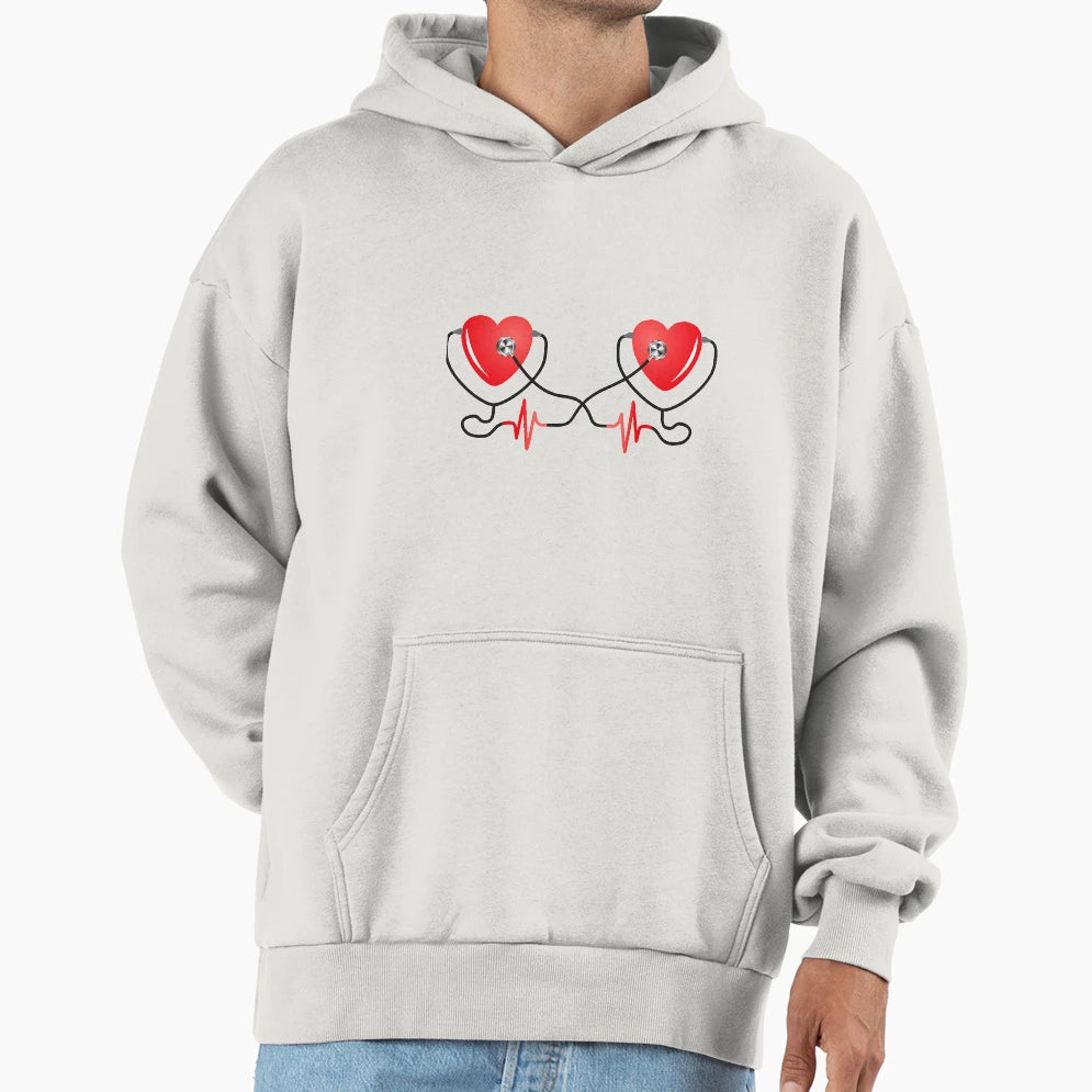 Heart Beats Nurse Nursing Medical Hoodie - Minimalist Print Men Women - T-Shirt, Sweatshirt, Hoodie