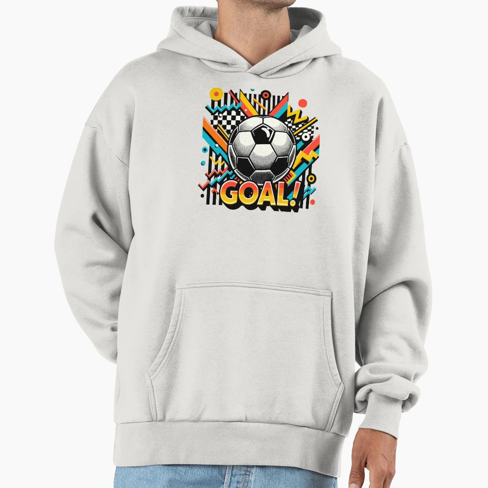 90S Soccer Ball Vibrant Goal Celebration Hoodie - Graphic Print Men Women - T-Shirt, Sweatshirt, Hoodie