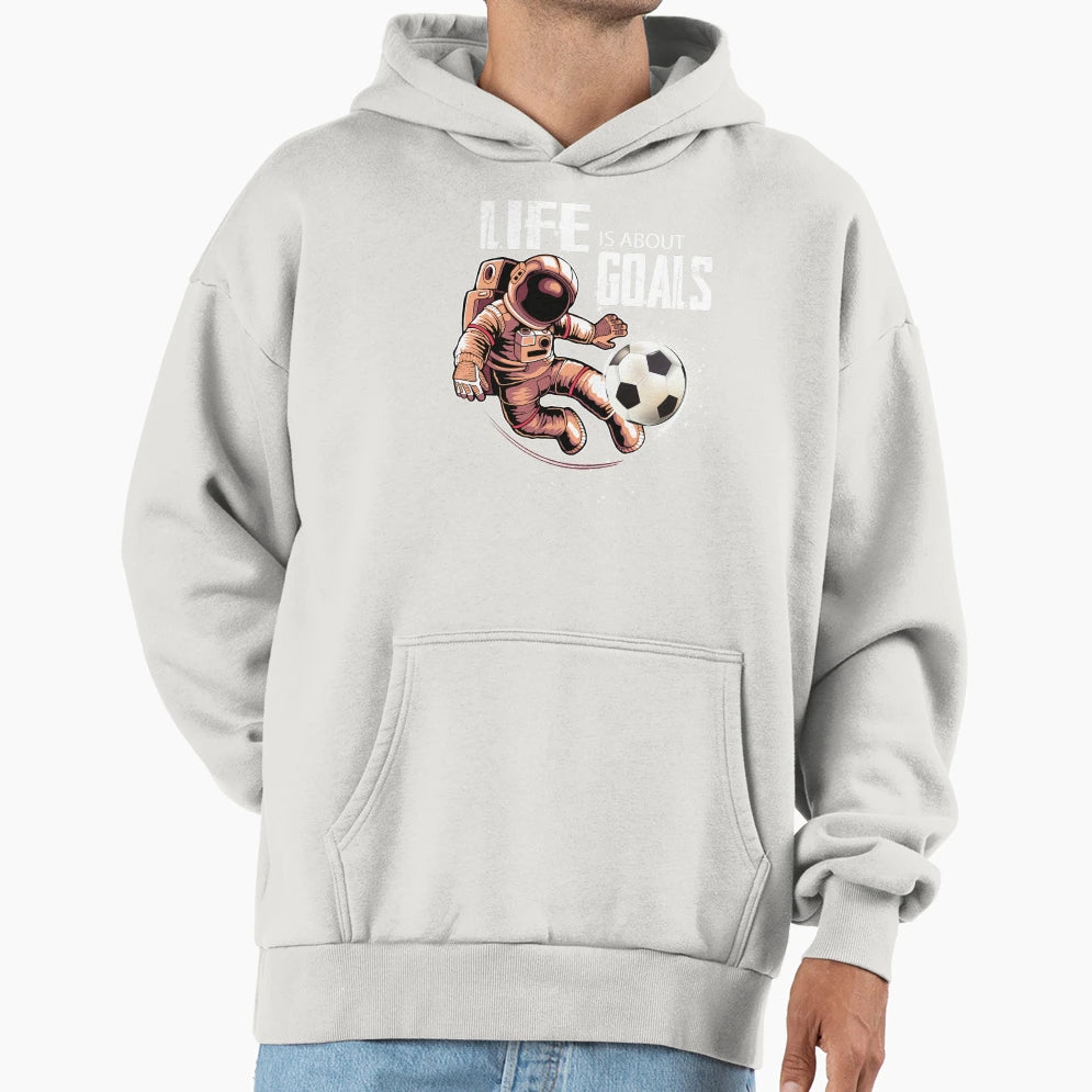 Life Is About Goals Galaxy Space Hoodie - Novelty Apparel for Adults - T-Shirt, Sweatshirt, Hoodie