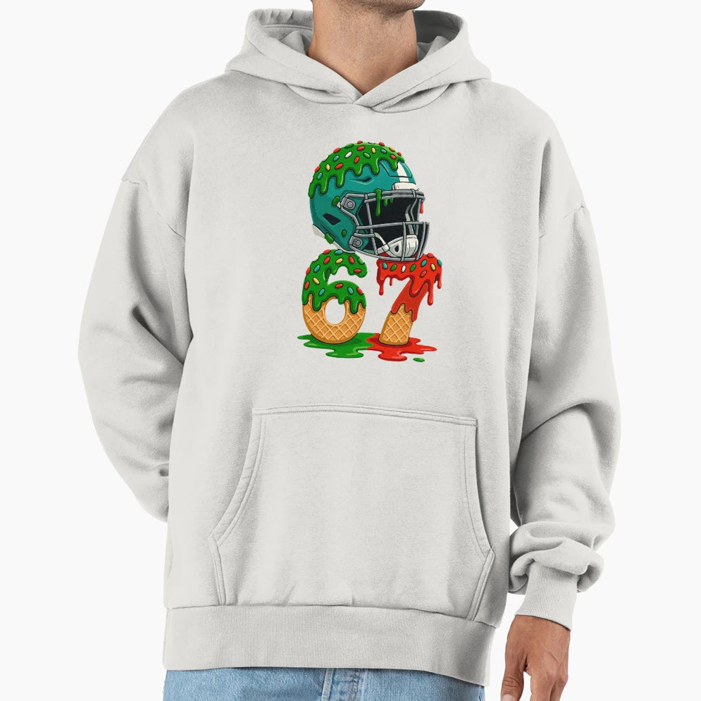 American Football Helmet Melting Hoodie - Casual Everyday Wear Unisex - T-Shirt, Sweatshirt, Hoodie