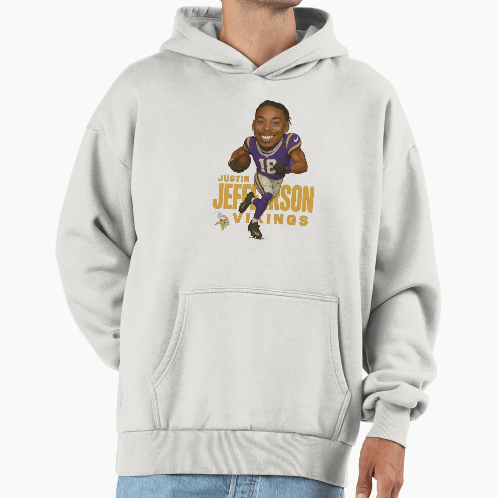 JJ Vikings 18 Caricature Art Hoodie - Casual Everyday Wear Unisex - T-Shirt, Sweatshirt, Hoodie