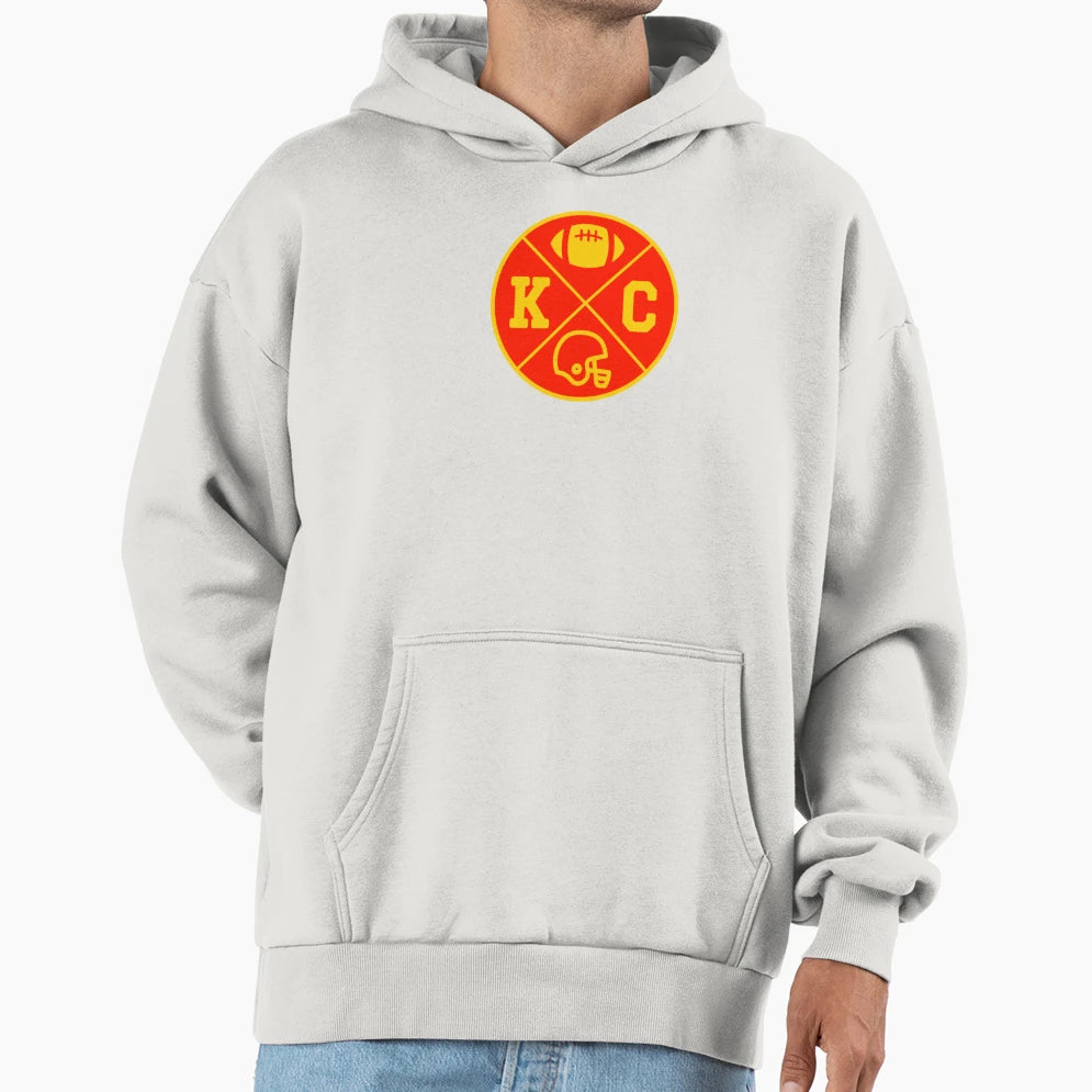 Chiefs Helmet Kc Kansas City Circle Hoodie - Casual Everyday Wear Unisex - T-Shirt, Sweatshirt, Hoodie