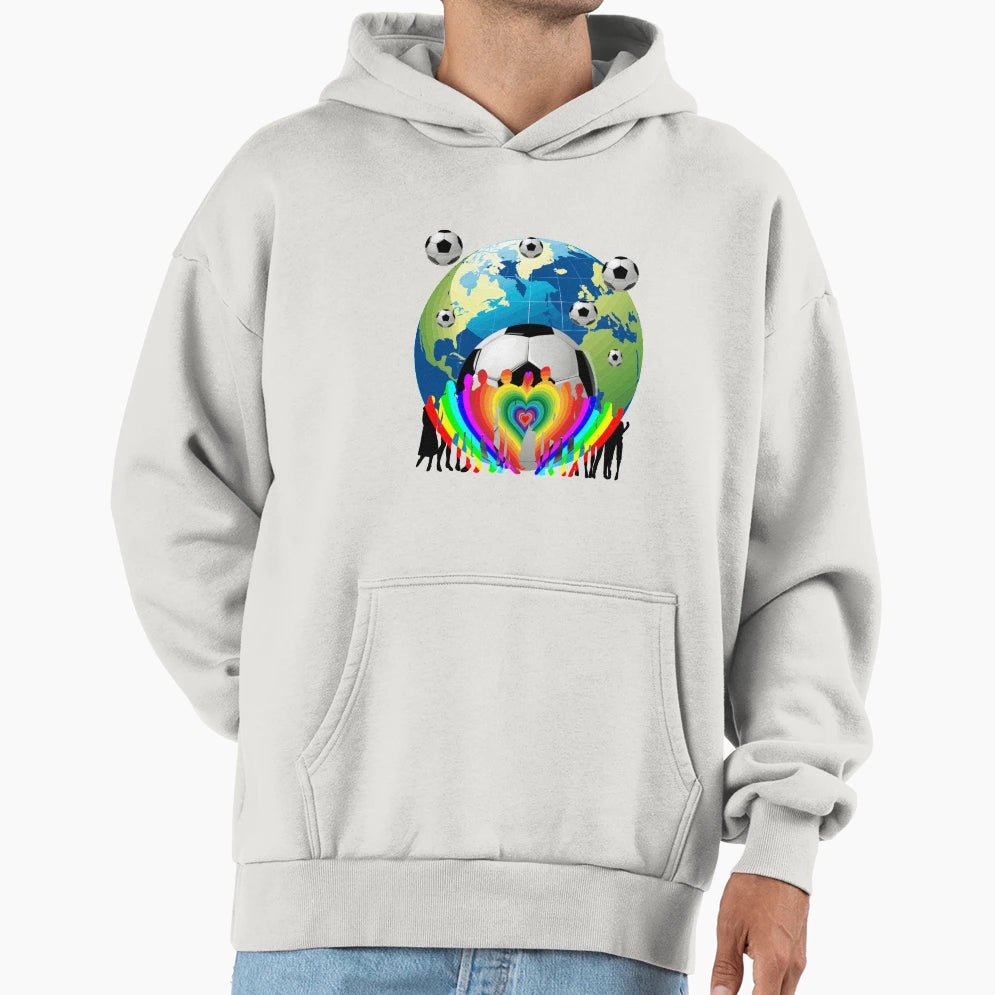 Global Love To Football Worldwide Game Hoodie - Minimalist Print Men Women - T-Shirt, Sweatshirt, Hoodie