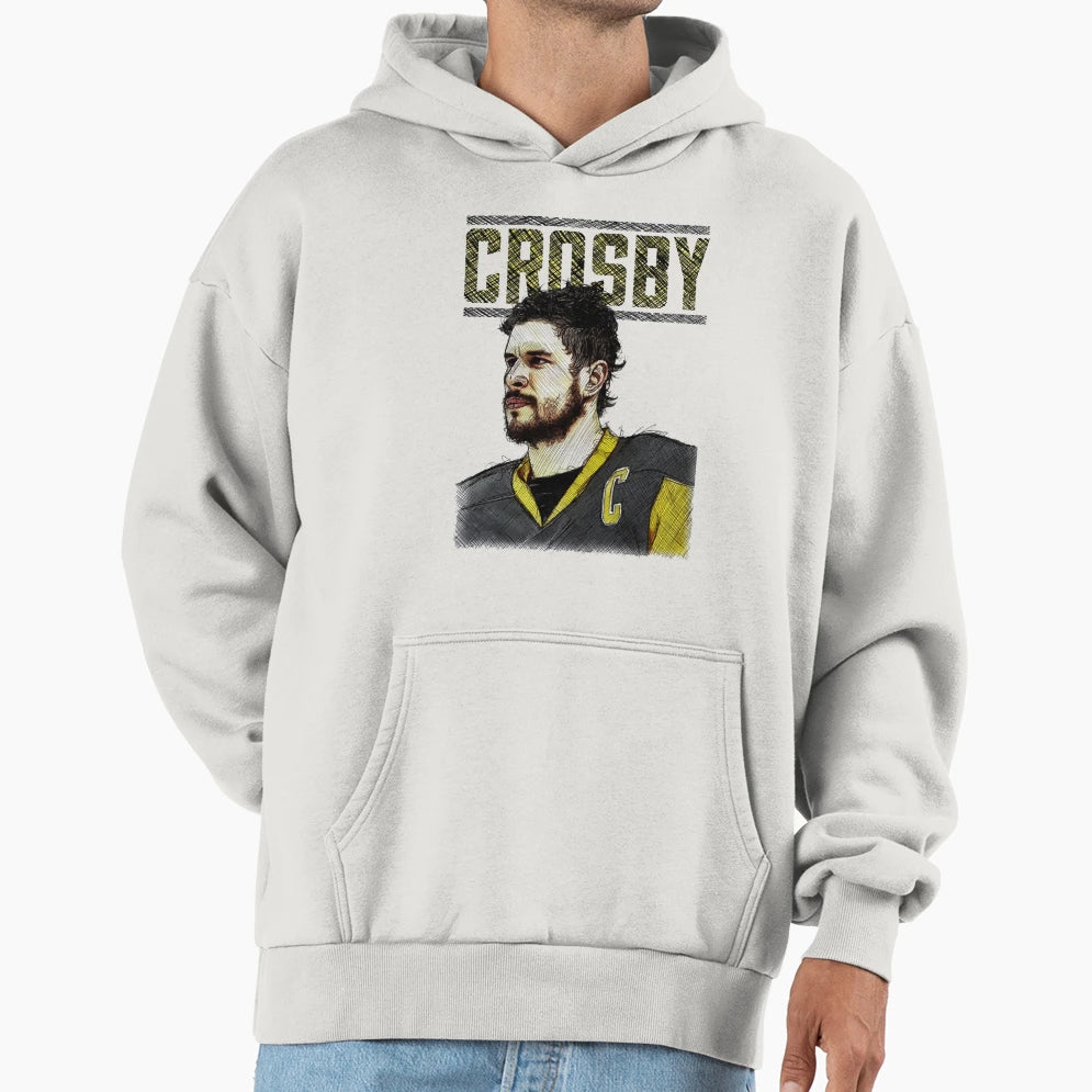 Sidney Crosby Sketch Stare Hoodie - Aesthetic Graphic for Adults - T-Shirt, Sweatshirt, Hoodie