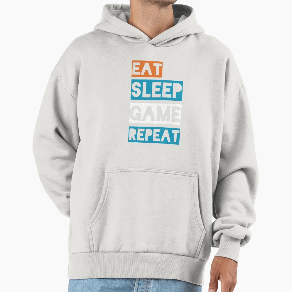 Eat Sleep Game Repeat Hoodie - Novelty Apparel Unisex - T-Shirt, Sweatshirt, Hoodie