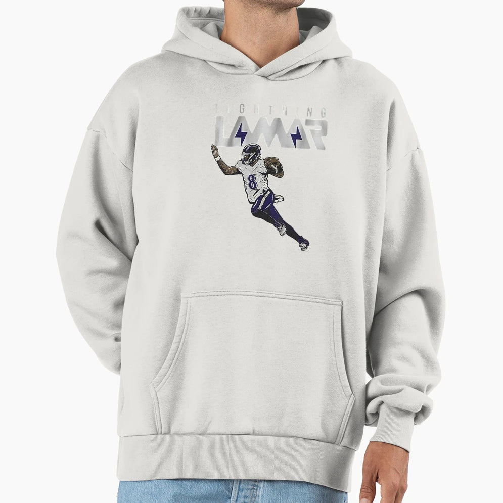 Lighting Lamar Baltimore Ravens Fans Hoodie - Novelty Apparel for Adults - T-Shirt, Sweatshirt, Hoodie
