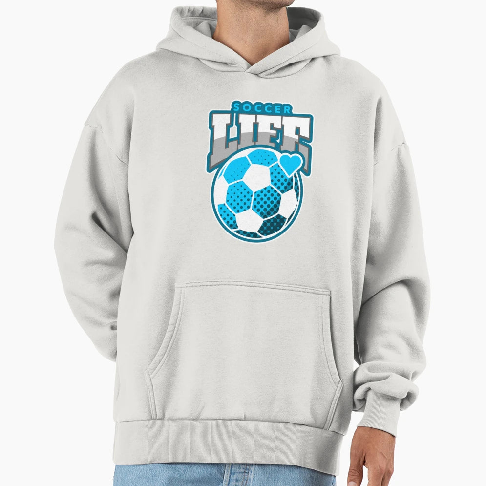Soccer Life Blu And Wt Hrt T-Shirt - Minimalist Print for Adults - T-Shirt, Sweatshirt, Hoodie
