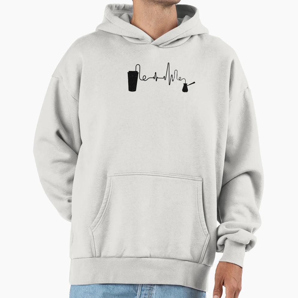 Coffee Heartbeat Coffee Cup Caffeine Hoodie - Graphic Print Men Women - T-Shirt, Sweatshirt, Hoodie