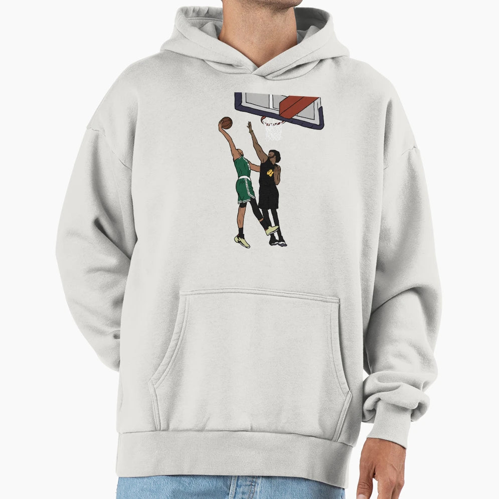 Jayson Tatum Dunks Jarrett Allen Hoodie - Unique Graphic Men Women - T-Shirt, Sweatshirt, Hoodie